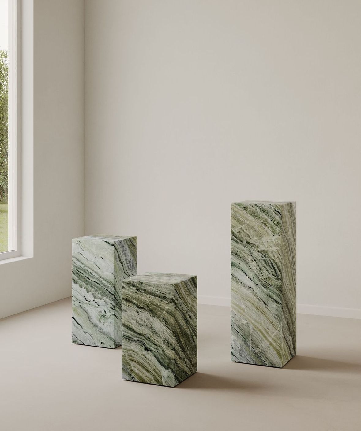 Oceanic blue stone sculpture detail