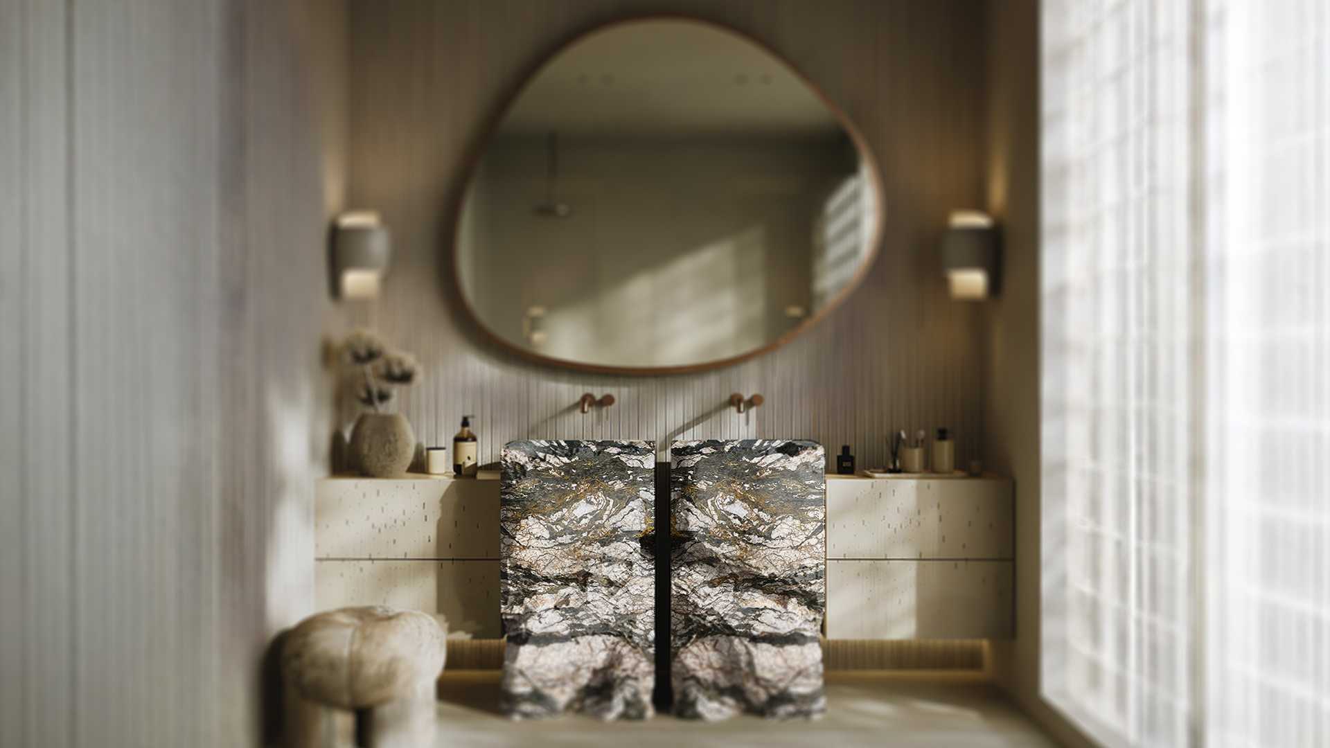 Chiseled Basin textural detail