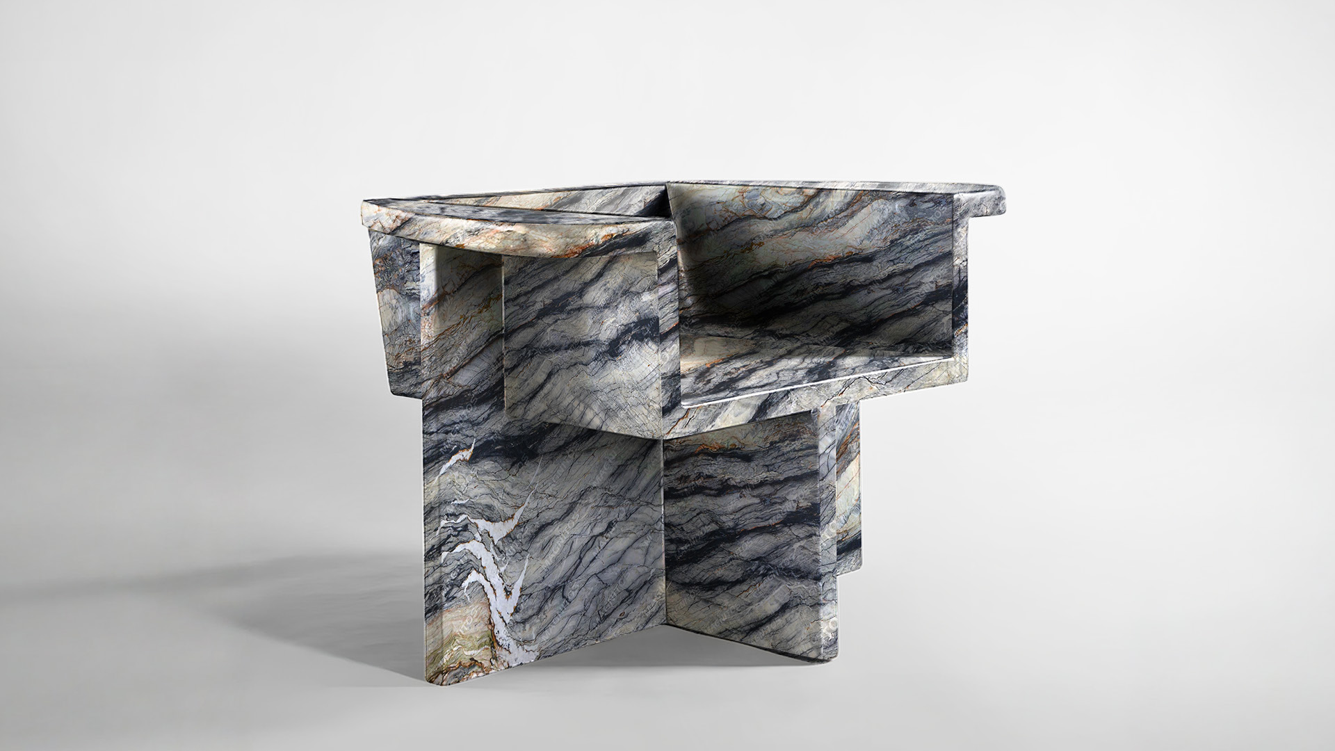 Sculpture centerpiece in minimalist foyer